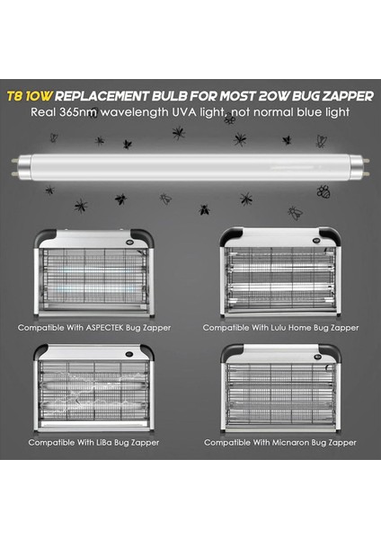 8 Paket Böcek Tuzağı Yedek Ampuller 10W 20W Kapalı Böcek Tuzağı Bl T8 F10W 13 Inç Işık Tüpü Aspectek Liba (Yurt Dışından) modelleri