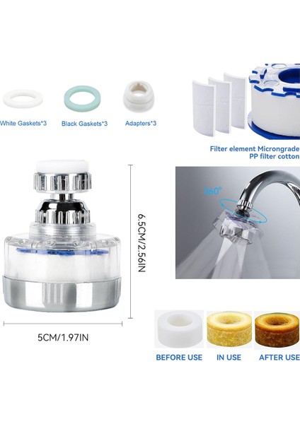 3'lü Lavabo Su Filtresi Musluğu: Musluk FILTRESI-360° Dönen Musluk Filtreleri Arıtma Mutfak Musluğu Filtreleme Banyolar Için (Yurt Dışından) fiyatları