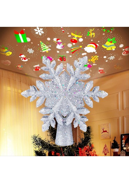 Dahili LED Kar Tanesi Projektör Işıkları ile Noel Yıldız Ağaçları Topper Kar Tanesi Ağacı Topper Abd Plug (Yurt Dışından) fiyatları