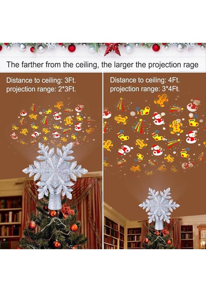 Dahili LED Kar Tanesi Projektör Işıkları ile Noel Yıldız Ağaçları Topper Kar Tanesi Ağacı Topper Abd Plug (Yurt Dışından) modelleri