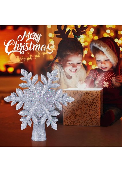 Dahili LED Kar Tanesi Projektör Işıkları ile Noel Yıldız Ağaçları Topper Kar Tanesi Ağacı Topper Abd Plug (Yurt Dışından) indirimleri