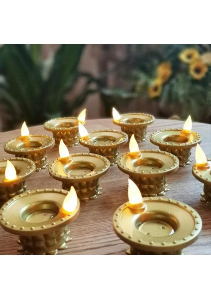 12 Adet Diwali Diyas Lamba Süslemeleri Diwali LED Su Algılama Işıkları Su Geçirmez Alevsiz Lotus Dekoratif Işıklar Kandiller (Yurt Dışından) fırsatları