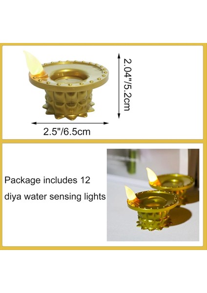 12 Adet Diwali Diyas Lamba Süslemeleri Diwali LED Su Algılama Işıkları Su Geçirmez Alevsiz Lotus Dekoratif Işıklar Kandiller (Yurt Dışından) indirimleri