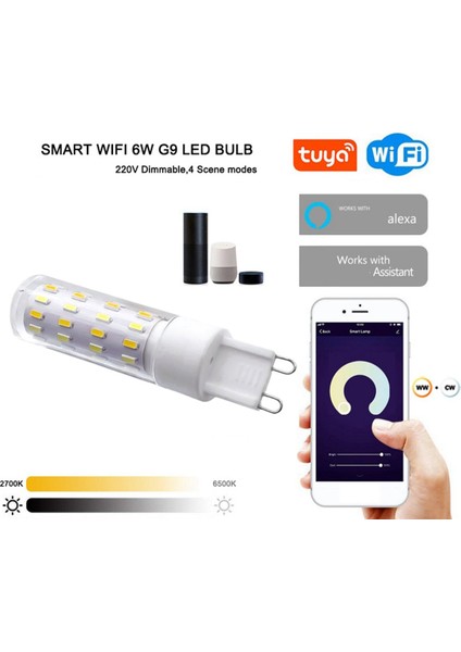 2x G9 LED Ampul 6 W Tuya Wifi Kısılabilir Akıllı Işık Halojen Işık Ses Kontrolü Akıllı LED Ampuller 2700-6500 K Ab Tak (Yurt Dışından) modelleri