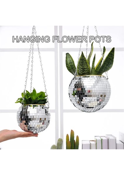 Disko Topu Yuvarlak Çiçek Saksısı Askılı Sepet Plastik Aynalı Bitki Dikim Saksısı Sukulent Çiçek Saksısı 10 cm (Yurt Dışından) modelleri