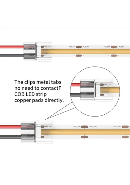 LED Işık Şeridi Konnektörleri 40 Adet 2pin Şerit Teller LED Bant Işık Konnektörleri Şeffaf Lehimsiz Karanlık Alan Yok 8mm (Yurt Dışından) indirimleri
