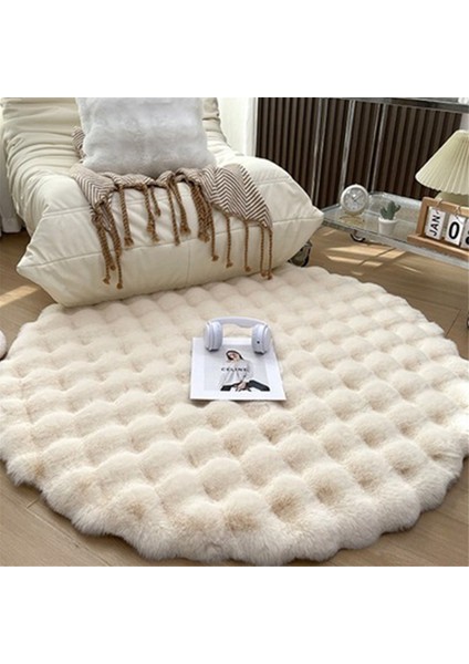 Oturma Odası Için Yuvarlak Halılar Peluş Zemin Matı Yumuşak Alan Halıları Yatak Odası Başucu Kabarık Mat Halı Oda Dekoru, Beyaz, 1X1M (Yurt Dışından) modelleri