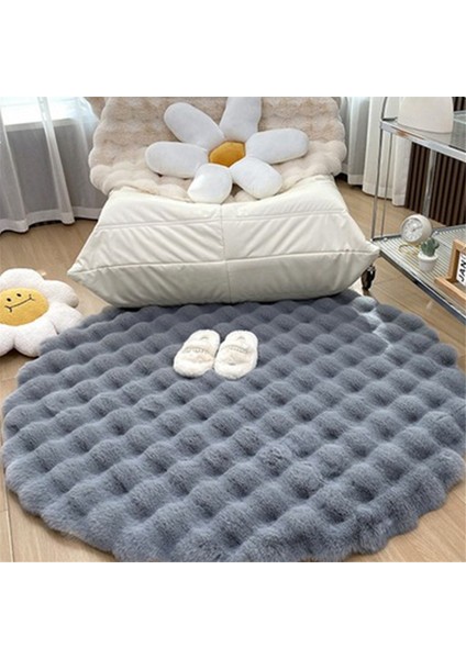 Oturma Odası Için Yuvarlak Halılar Peluş Zemin Matı Yumuşak Alan Halıları Yatak Odası Başucu Kabarık Mat Halı Oda Dekoru, Beyaz, 1X1M (Yurt Dışından) fırsatları