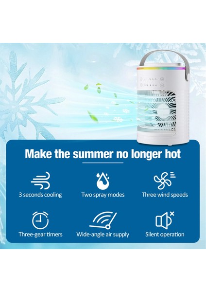 Yeni Zamanlayıcı Hava Soğutucu Renkli Atmosfer Işık Sprey Soğutma Masaüstü Klima Ev Ofis Su Soğutma Fanı (Yurt Dışından) fırsatları