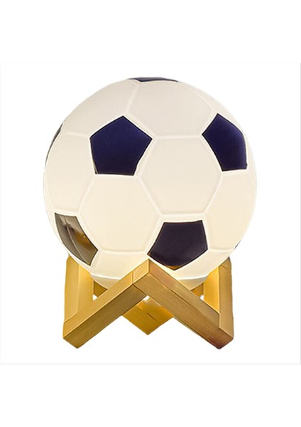Futbol Gece Lambası USB LED Dairesel Masif Ahşap Cam Küçük Masa Lambası Başucu Yatak Odası Çalışma Dekorasyon Aydınlatma B (Yurt Dışından)