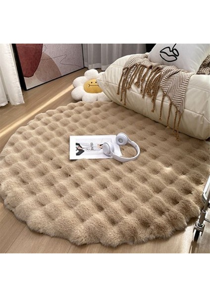 Oturma Odası Için Yuvarlak Halılar Peluş Zemin Matı Yumuşak Alan Halıları Yatak Odası Başucu Kabarık Mat Halı Oda Dekoru, Krem Beyaz, 1X1M (Yurt Dışından) indirimleri