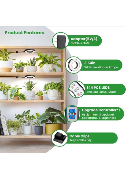 2x Iç Mekan Bitkileri Için Işıklar Büyütün 144 LED Tam Spektrum LED Bitki Büyümek Işık 5V/3A Dolap Altı Büyüme Lambası Abd Tak (Yurt Dışından) modelleri