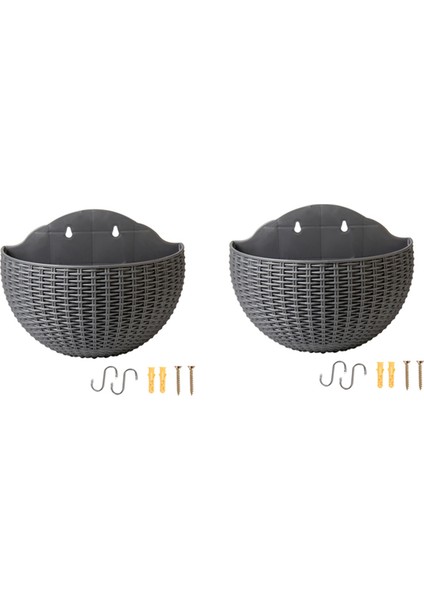 Gri Büyük Avrupa Tarzı Taklit Rattan Duvara Monte Yarım Daire Saksı Tembel Saksı (Yurt Dışından)