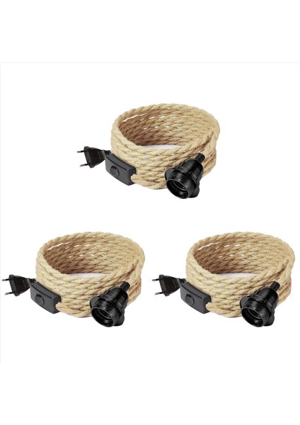 3x Retro Halat Avize Kablosu Masa Lambası Aksesuarları Kordon Anahtarı Fişi (Ampul Olmadan) Ab Tak (Yurt Dışından)