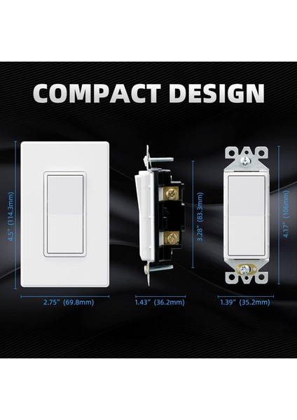 Mat Beyaz Tek Kutuplu Dekoratör Işık Anahtarı 15AMP, 120-277V, Kürek Rocker Değiştirme, Aç/kapalı Duvar Anahtarı, 10 Paket (Yurt Dışından) indirimleri