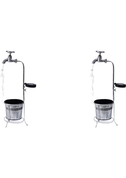 2x Güneş Enerjili Su Musluk Işıkları Su Geçirmez LED Ekici Lamba Veranda Yolu Geçit Çim Bahçe Için (Yurt Dışından)