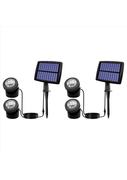 2x Güneş Gölet Spot LED Güneş Sualtı Işıkları Çift Kafa Su Geçirmez Denizaltı Peyzaj Spot Aydınlatma C (Yurt Dışından)