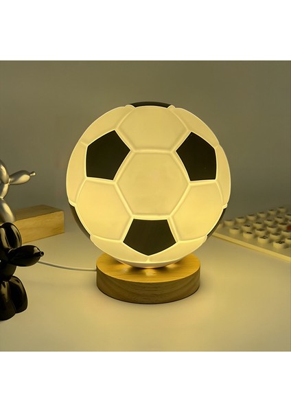 Futbol Gece Lambası USB LED Dairesel Masif Ahşap Cam Küçük Masa Lambası Başucu Yatak Odası Çalışma Dekorasyon Aydınlatma A (Yurt Dışından) fiyatları