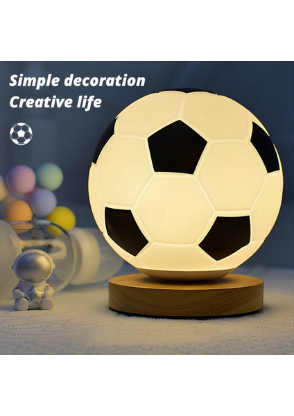 Futbol Gece Lambası USB LED Dairesel Masif Ahşap Cam Küçük Masa Lambası Başucu Yatak Odası Çalışma Dekorasyon Aydınlatma A (Yurt Dışından) modelleri