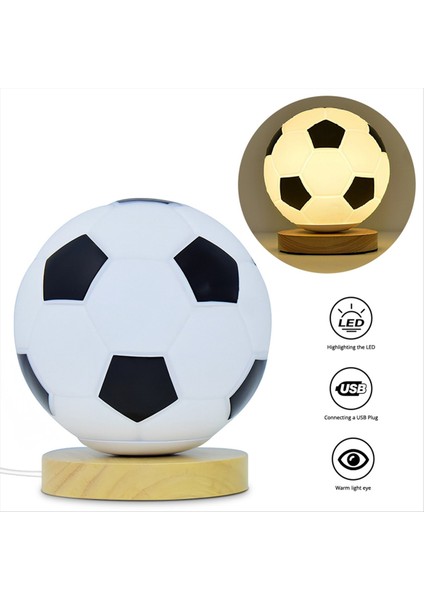 Futbol Gece Lambası USB LED Dairesel Masif Ahşap Cam Küçük Masa Lambası Başucu Yatak Odası Çalışma Dekorasyon Aydınlatma A (Yurt Dışından) fırsatları