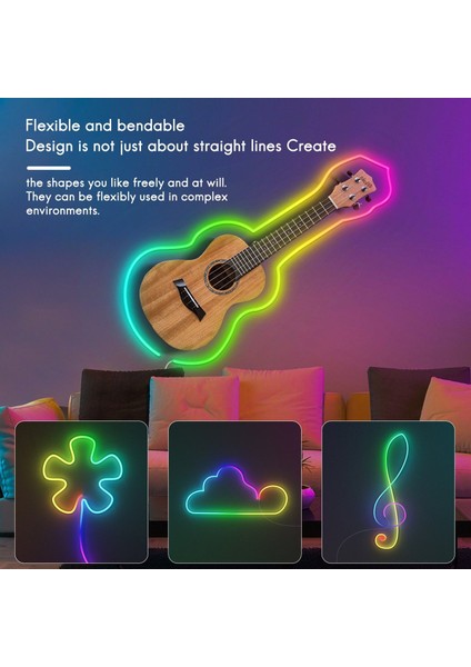 LED Neon Halat Işık 5V-USB Arayüz Rgb LED Şerit Işık Tuka Bluetooth Uygulama Su Geçirmez Esnek Şerit Lamba 5m (Yurt Dışından) modelleri