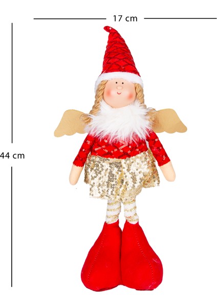 Yılbaşı Süsü, Ayakta Kanatlı Peri Figürü, Kırmızı - Gold Etekli, 17X4 fırsatları