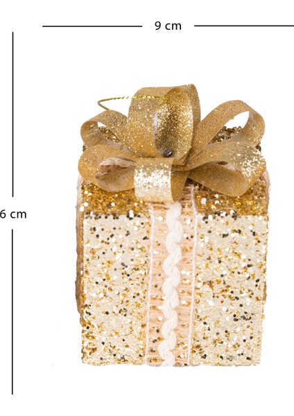 Yılbaşı Süsü, Hediye Paketi, Simli, Gold - Kurdelalı, 3'lü Paket, 9 C fırsatları