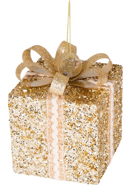 Yılbaşı Süsü, Hediye Paketi, Simli, Gold - Kurdelalı, 2'li Paket, 10 fiyatları