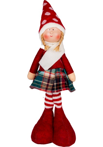 Yılbaşı Süsü, Ayakta Peri Figürü, Kırmızı-Beyaz - 17X44 cm