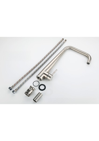Mutfak Evye Musluğu, 304 Paslanmaz Çelik, Sıcak ve Soğuk, Döndürülebilir, Iki Su Giriş Borusu ile Birlikte Gelir (Yurt Dışından) fiyatları