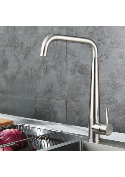 Mutfak Evye Musluğu, 304 Paslanmaz Çelik, Sıcak ve Soğuk, Döndürülebilir, Iki Su Giriş Borusu ile Birlikte Gelir (Yurt Dışından) modelleri