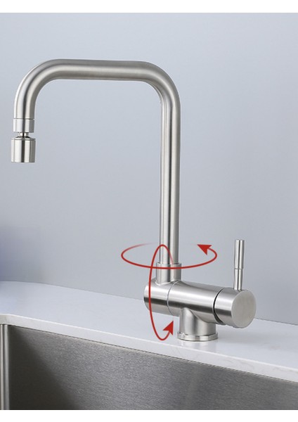 Mutfak Evye Musluğu, 304 Paslanmaz Çelik, Sıcak ve Soğuk, Döndürülebilir, Iki Su Giriş Borusu ile Birlikte Gelir (Yurt Dışından) fiyatları