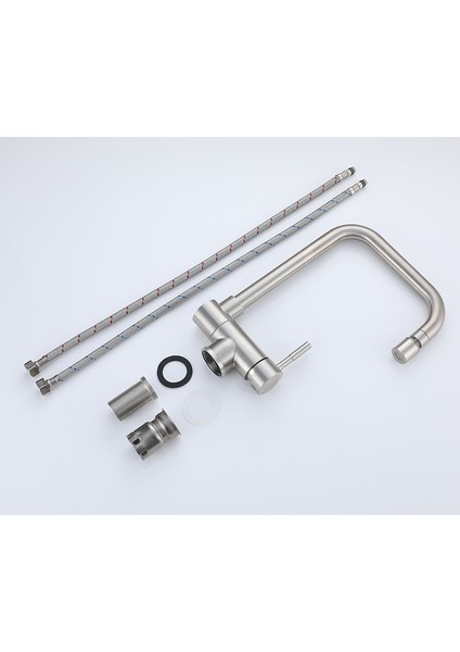 Mutfak Evye Musluğu, 304 Paslanmaz Çelik, Sıcak ve Soğuk, Döndürülebilir, Iki Su Giriş Borusu ile Birlikte Gelir (Yurt Dışından) modelleri