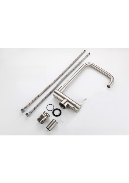 Mutfak Evye Musluğu, 304 Paslanmaz Çelik, Sıcak ve Soğuk, Döndürülebilir, Iki Su Giriş Borusu ile Birlikte Gelir (Yurt Dışından) fiyatları