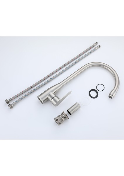 Mutfak Evye Musluğu, 304 Paslanmaz Çelik, Sıcak ve Soğuk, Döndürülebilir, Iki Su Giriş Borusu ile Birlikte Gelir (Yurt Dışından) fiyatları