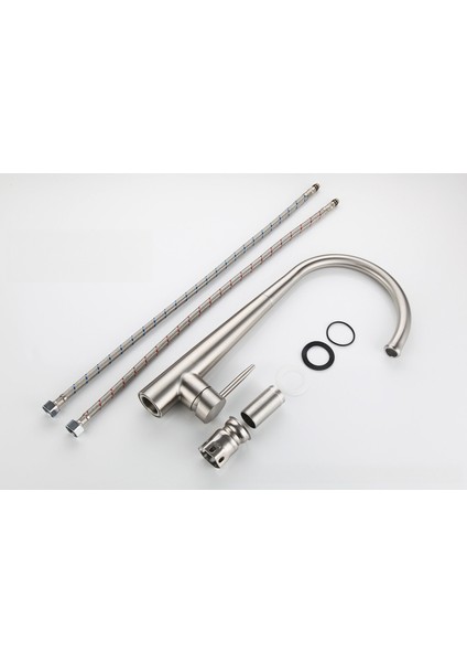 Mutfak Evye Musluğu, 304 Paslanmaz Çelik, Sıcak ve Soğuk, Döndürülebilir, Iki Su Giriş Borusu ile Birlikte Gelir (Yurt Dışından) fiyatları