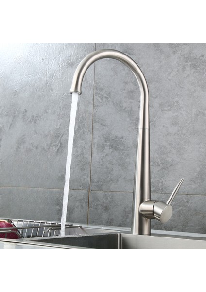 Mutfak Evye Musluğu, 304 Paslanmaz Çelik, Sıcak ve Soğuk, Döndürülebilir, Iki Su Giriş Borusu ile Birlikte Gelir (Yurt Dışından) modelleri