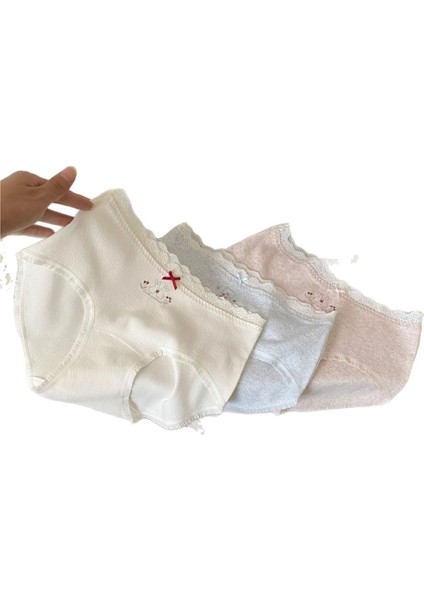 Kadınlar Için Tatlı Çiçek Desenli Külot, Sevimli Çizgi Film Desenli, Kızlara Özgü Tarzda Iç Çamaşırı (3 Parçalı Karışık Renkli Set) (Yurt Dışından)