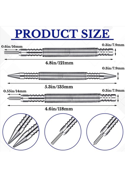 6 Pcs Tırnak Seti ve Menteşe Pim Aracı Merkezi Punch Yay Yüklü Tırnak Kapısı 1/32 Inç 1/16 Inç Çift Kafa 1/8 Inç (Yurt Dışından) indirimleri