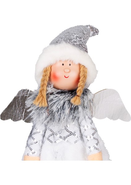 Yılbaşı Süsü, Ayakta Kanatlı Peri Figürü, Gümüş - 17X44 cm fiyatları