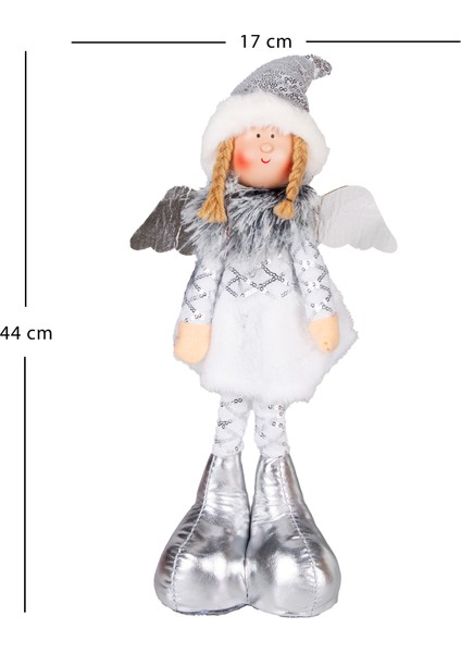 Yılbaşı Süsü, Ayakta Kanatlı Peri Figürü, Gümüş - 17X44 cm modelleri