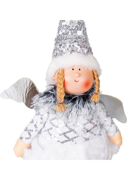 Yılbaşı Süsü, Oturan Kanatlı Peri Figürü, Gümüş - 17X53 cm fiyatları