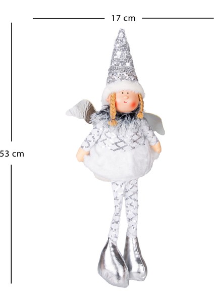 Yılbaşı Süsü, Oturan Kanatlı Peri Figürü, Gümüş - 17X53 cm modelleri