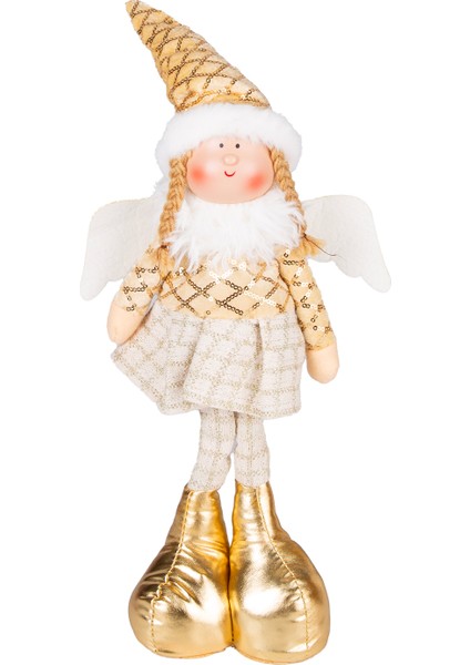 Yılbaşı Süsü, Ayakta Kanatlı Peri Figürü, Gold - 17X44 cm