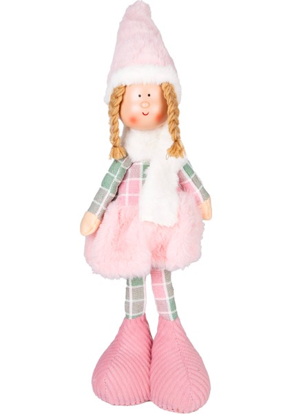 Yılbaşı Süsü, Ayakta Peri Figürü, Pembe-Gri - 17X44 cm