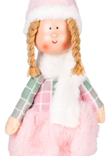 Yılbaşı Süsü, Ayakta Peri Figürü, Pembe-Gri - 17X44 cm fiyatları