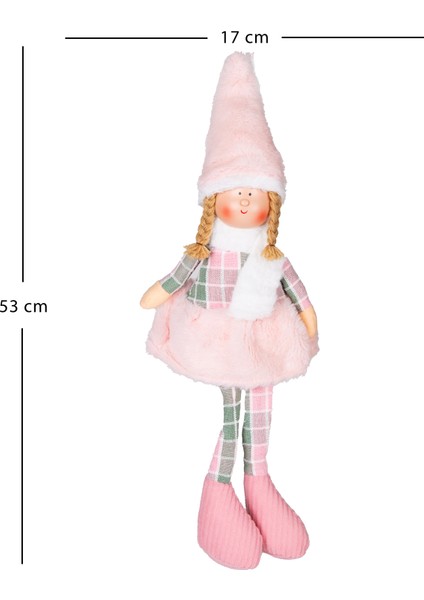 Yılbaşı Süsü, Oturan Peri Figürü, Pembe-Gri - 17X53 cm modelleri