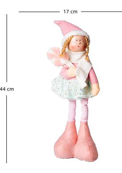 Yılbaşı Süsü, Ayakta Peri Figürü, Pembe-Beyaz - Şeker Tutan, 17X44 cm modelleri