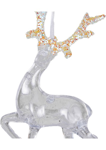 Yılbaşı Süsü, Geyik, Şeffaf - Asmalı, Akrilik Cam, Simli Boynuzlu, 10 fiyatları