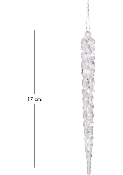 Yılbaşı Süsü, Buz Sarkıt, Şeffaf - Asmalı, 4'lü Paket, 2X17 cm modelleri